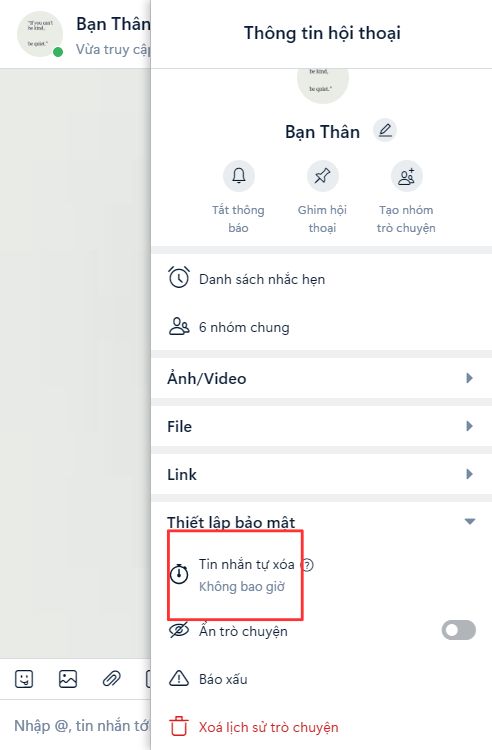 Không muốn lộ hình ảnh, clip nhạy cảm khi trò chuyện trên Zalo, phải cài ngay chế độ này! - Ảnh 5.