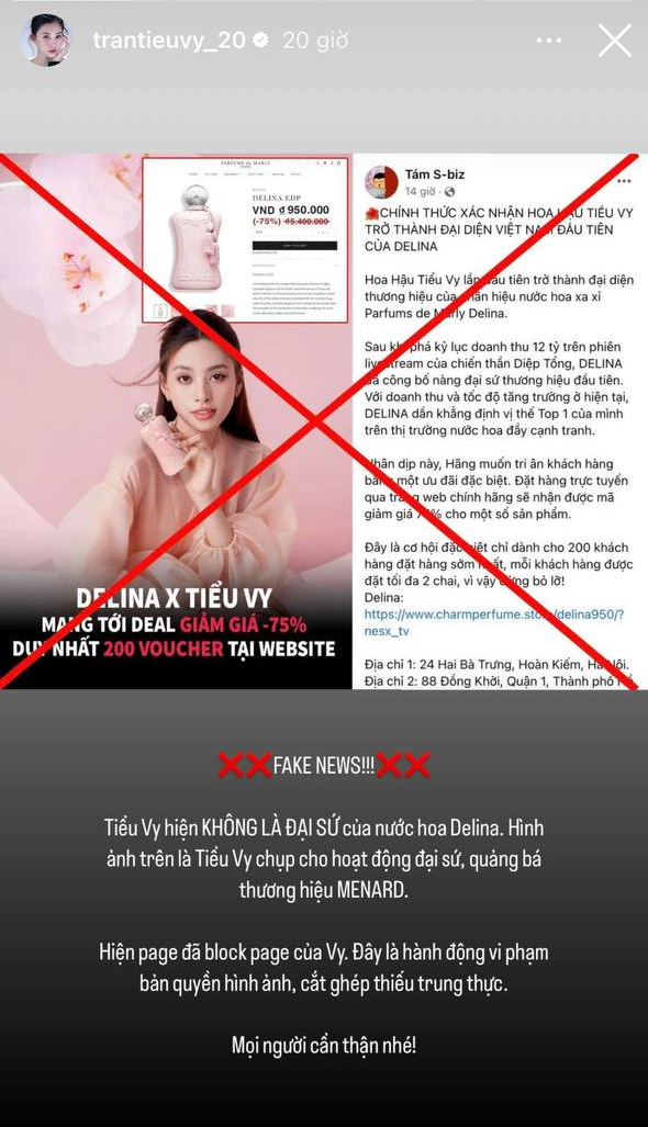 Tiểu Vy đã căng: Bị ăn cắp hình ảnh để chào bán nước hoa fake, Hoa hậu bức xúc đăng đàn - Ảnh 1. Tiểu Vy đã căng: Bị ăn cắp hình ảnh để chào bán nước hoa fake, Hoa hậu bức xúc đăng đàn - Ảnh 1.