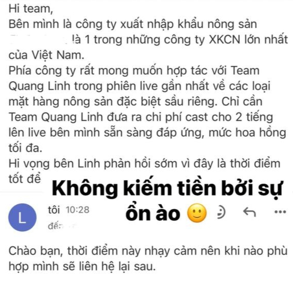 Phía Quang Linh Vlogs tạm dừng nhận livestream bán sầu riêng giữa ồn ào với O Huyền Sầu Riêng - Ảnh 1.