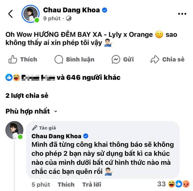 Drama đầu tuần: Châu Đăng Khoa lại tố cáo LyLy và Orange hát hit không xin phép!- Ảnh 1. Drama đầu tuần: Châu Đăng Khoa lại tố cáo LyLy và Orange hát hit không xin phép!- Ảnh 1.
