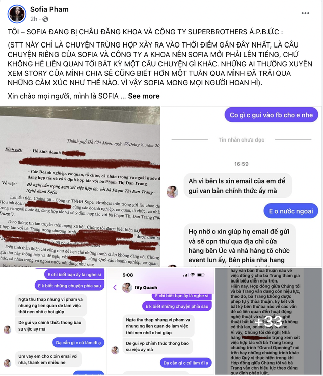 NÓNG: Sofia đăng 33 tấm ảnh kèm tâm thư tố cáo Châu Đăng Khoa và công ty triệt đường sống, 3 năm đi hát chưa bao giờ nhận được điều này!- Ảnh 1. NÓNG: Sofia đăng 33 tấm ảnh kèm tâm thư tố cáo Châu Đăng Khoa và công ty triệt đường sống, 3 năm đi hát chưa bao giờ nhận được điều này!- Ảnh 1.