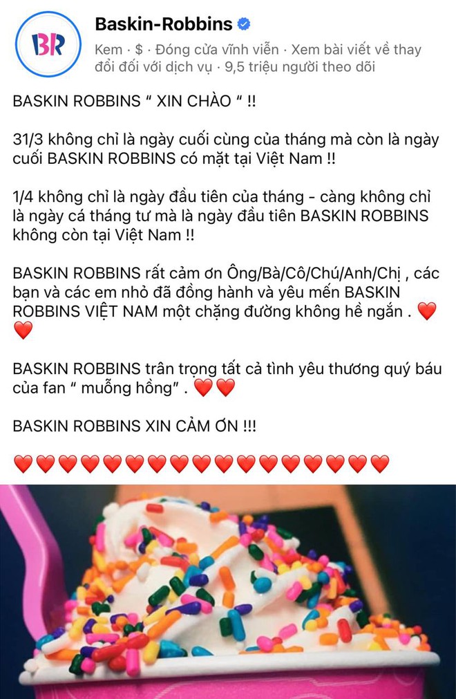 Thương hiệu kem nổi tiếng thông báo rời Việt Nam đúng ngày “Cá tháng Tư”, dân tình hoang mang không biết thật hay đùa - Ảnh 1.