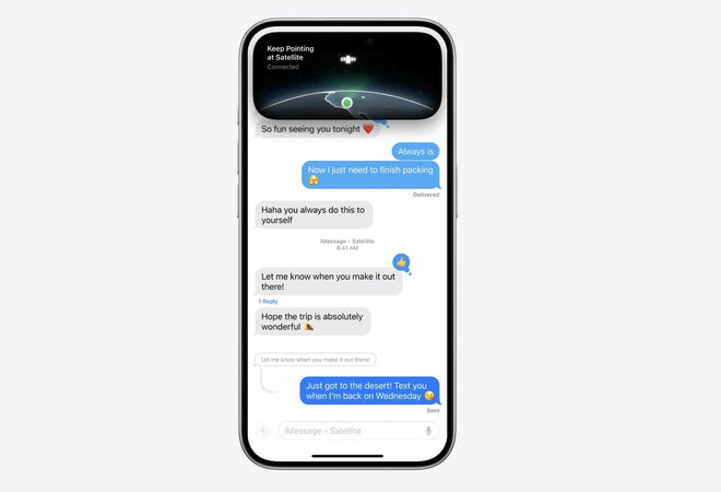 iPhone có tính năng gửi Tin nhắn vệ tinh, không cần WiFi hay sóng điện thoại - Ảnh 2.