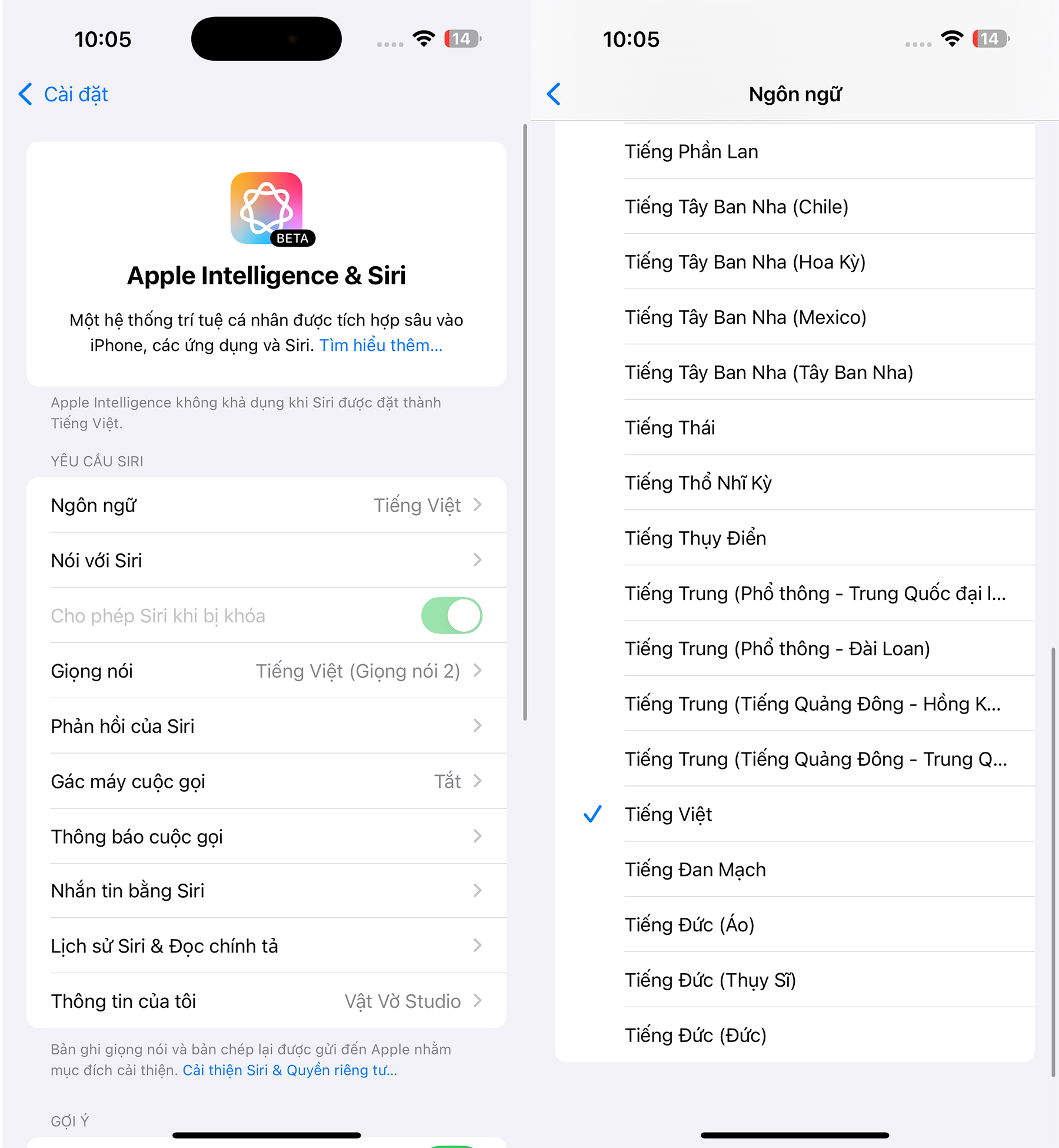 kich hoat siri tieng viet ios 18 2