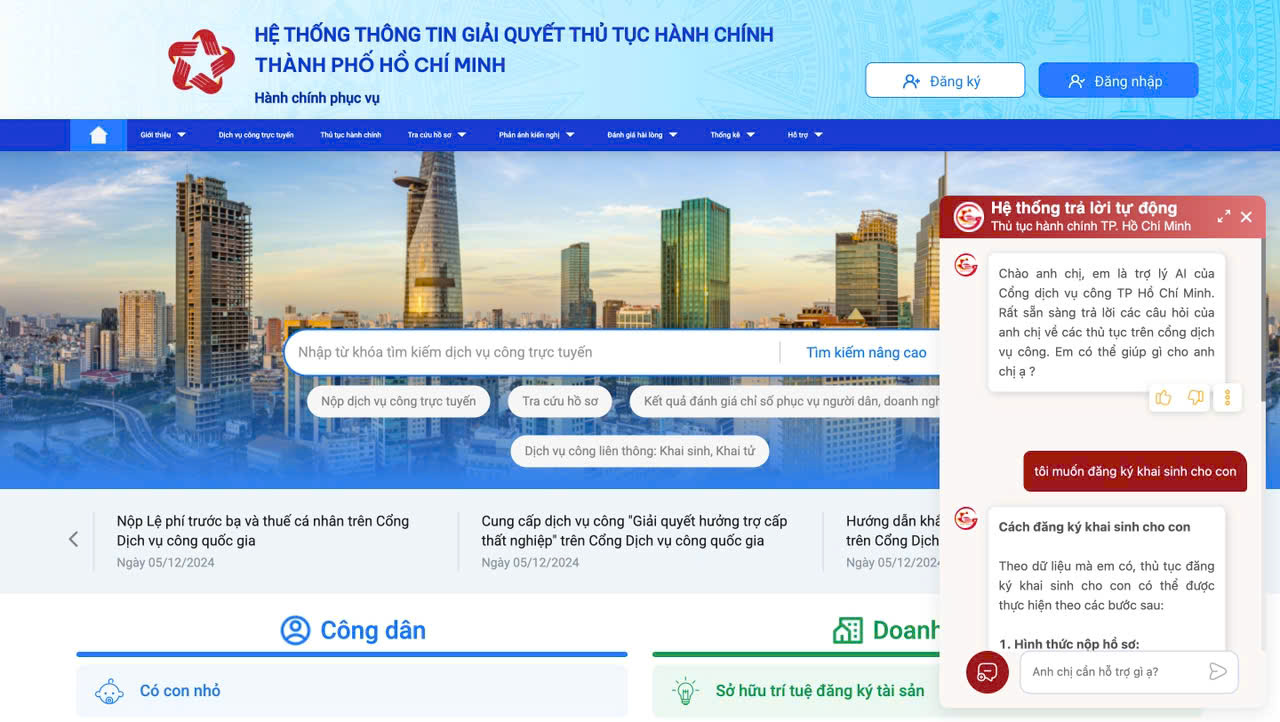 cac tro ly ai cua vnpt duoc thi diem tai he thong giai quyet thu tuc hanh chinh tphcm