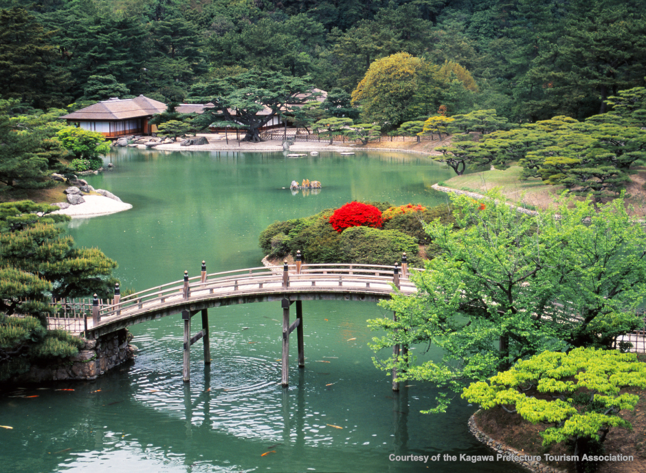toan canh vuon ritsurinkagawa prefecture tourism association 