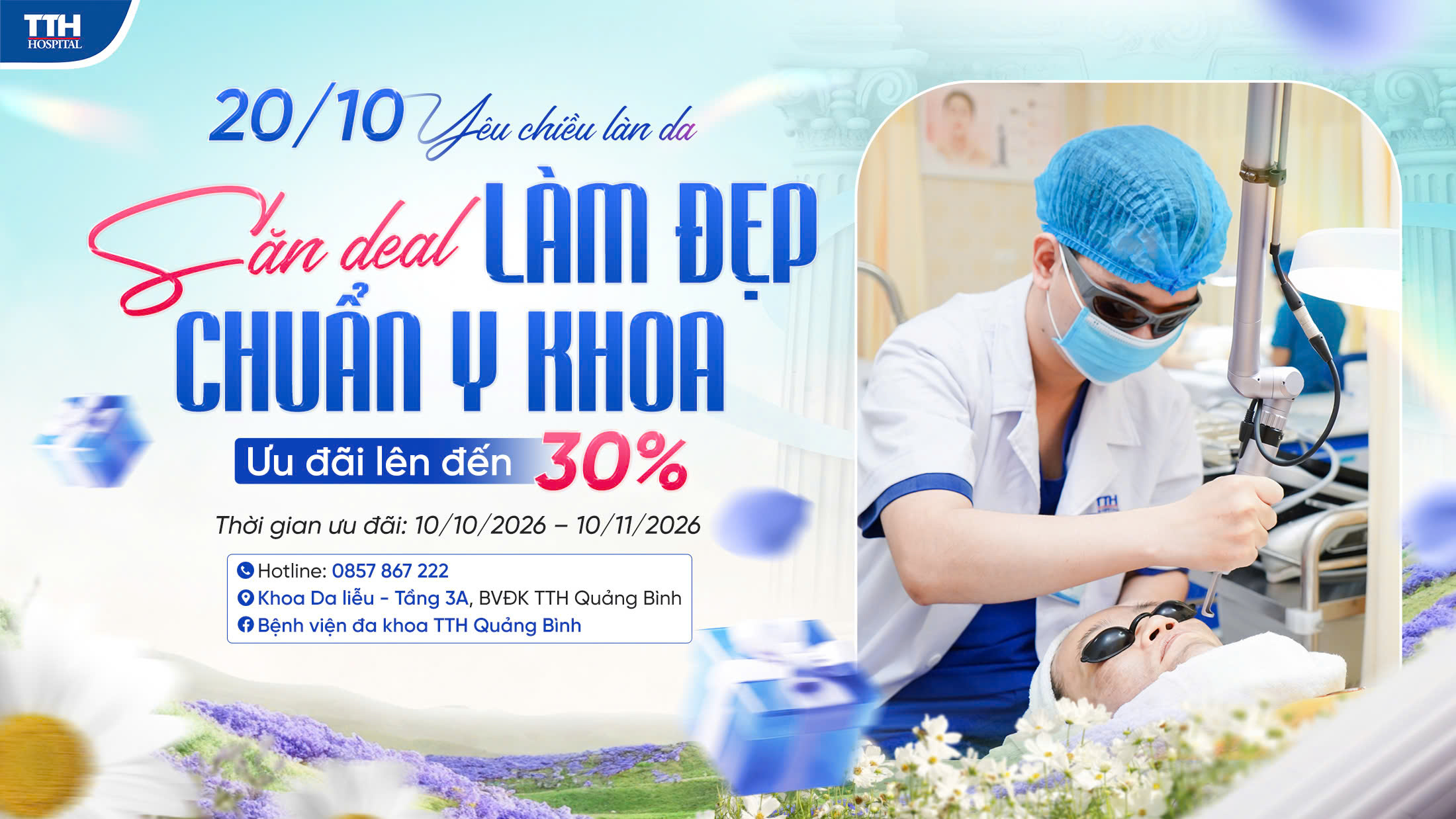 Chăm sóc da chuẩn y khoa - Nhận ưu đãi lên đến 30% tại Bệnh viện Đa khoa TTH Quảng Bình