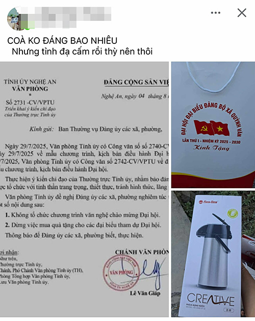 Nghệ An: Đại biểu tham dự Đại hội Đảng bộ xã được tặng quà