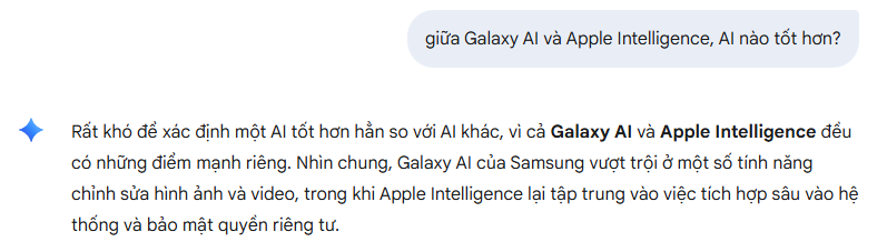 Hỏi chính AI xem AI của Samsung hay Táo tốt hơn, nhận được đáp án mà iFan không thích- Ảnh 4. Hỏi chính AI xem AI của Samsung hay Táo tốt hơn, nhận được đáp án mà iFan không thích- Ảnh 4.