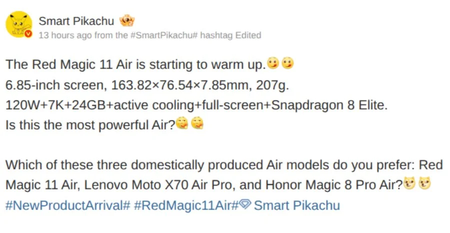 red magic 11 air specs leak