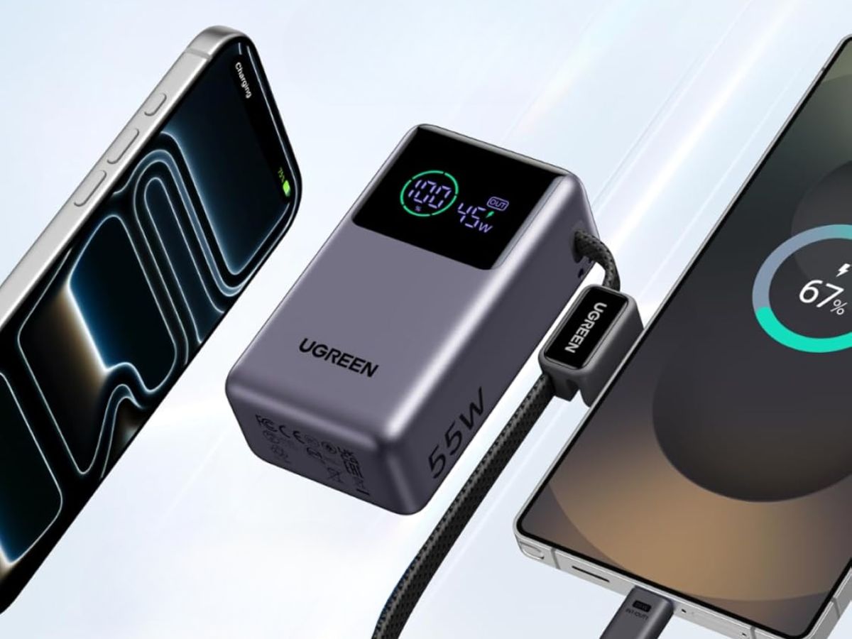 ugreen nexode pro power bank 10000mah 45w built in cable gray