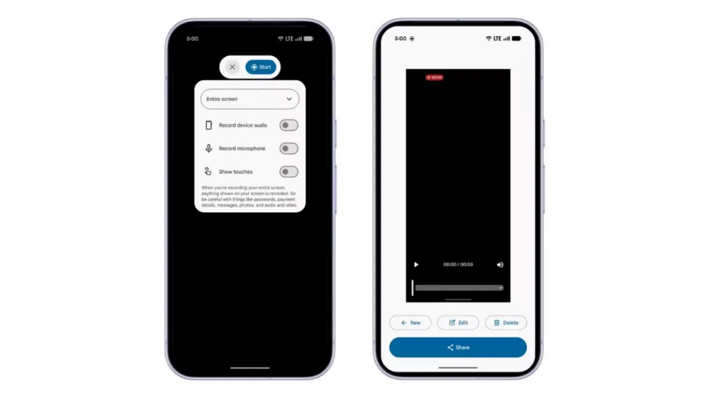 screen recording in android 17 1024x576