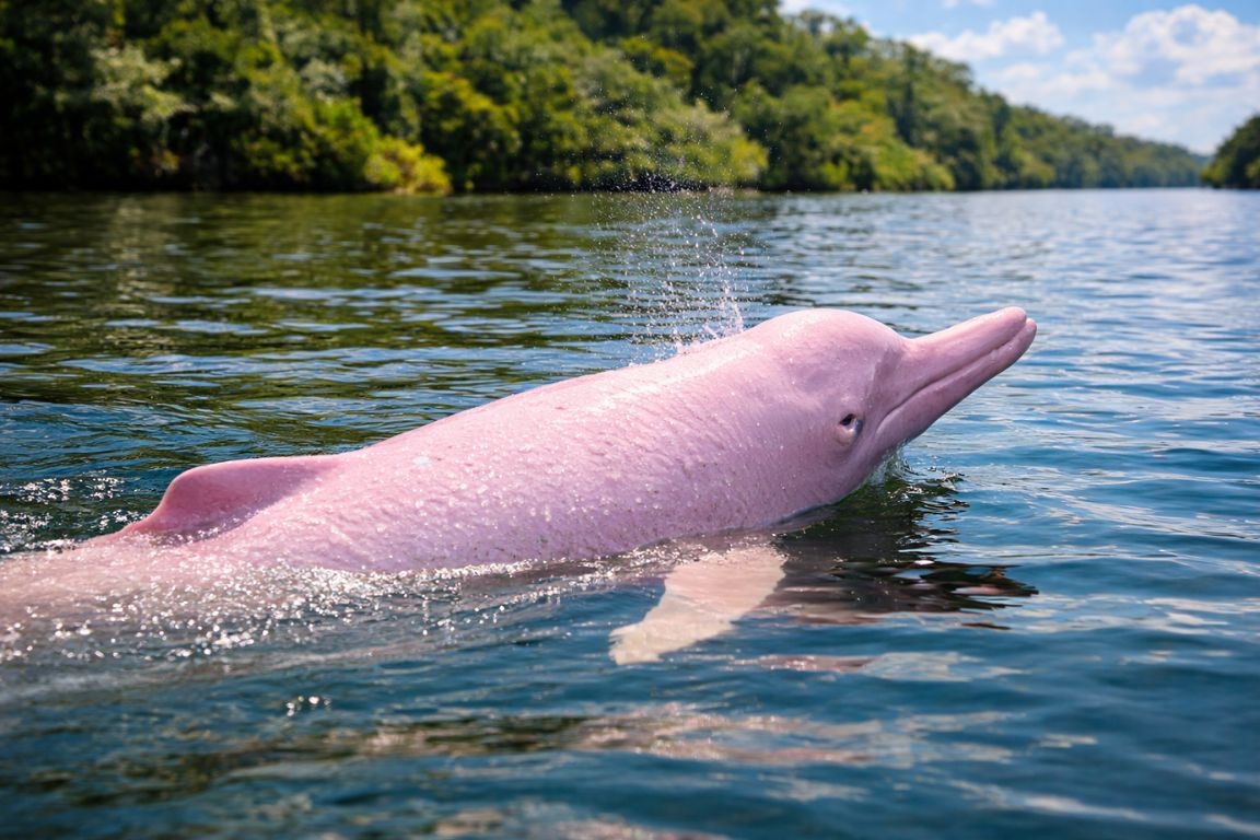 pink river dolpin in amazon brazil tours