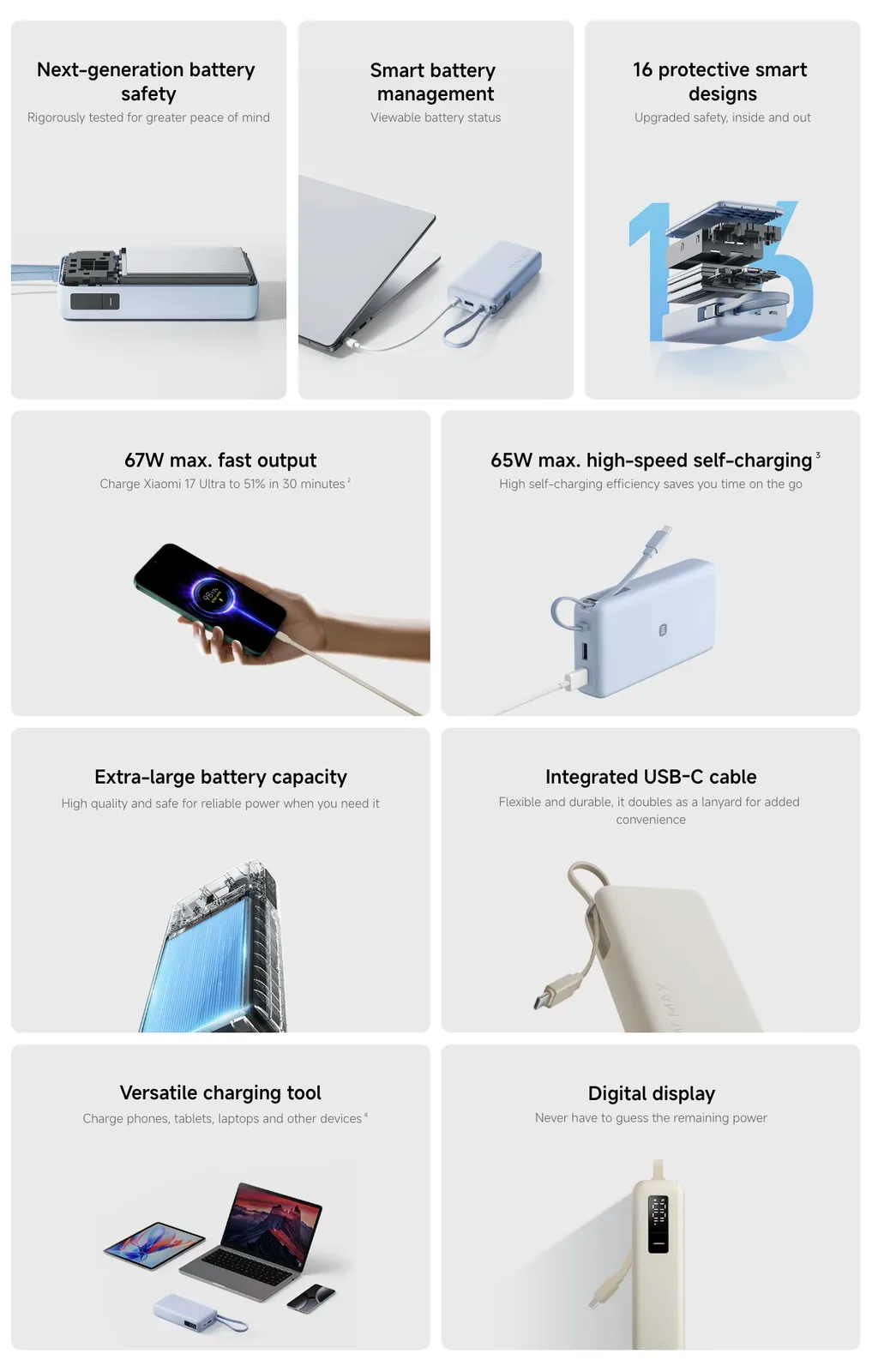 xiaomi 67 power bank integrated cable bottom q82 w h1600