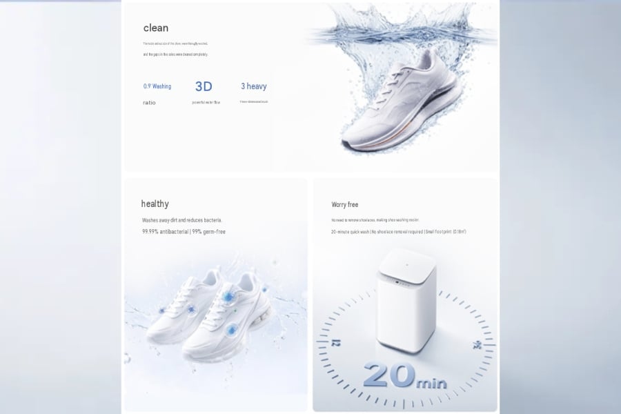 xiaomi launches 3kg shoe washer with 8 wash prog
