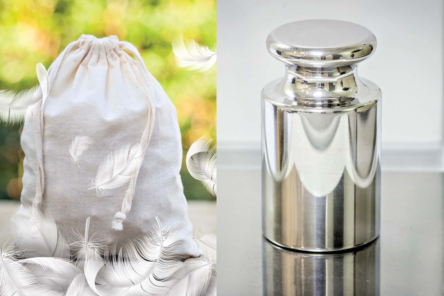 a kilogram of steel or a kilogram of feathers