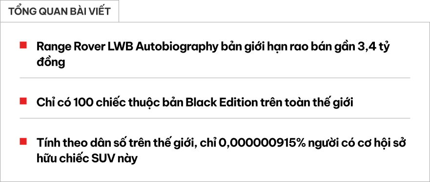 Bỏ ra 3,4 tỷ đồng, bạn sẽ nằm trong 0,000000915% dân số thế giới sở hữu chiếc Range Rover bản đặc biệt này tại Việt Nam- Ảnh 1.