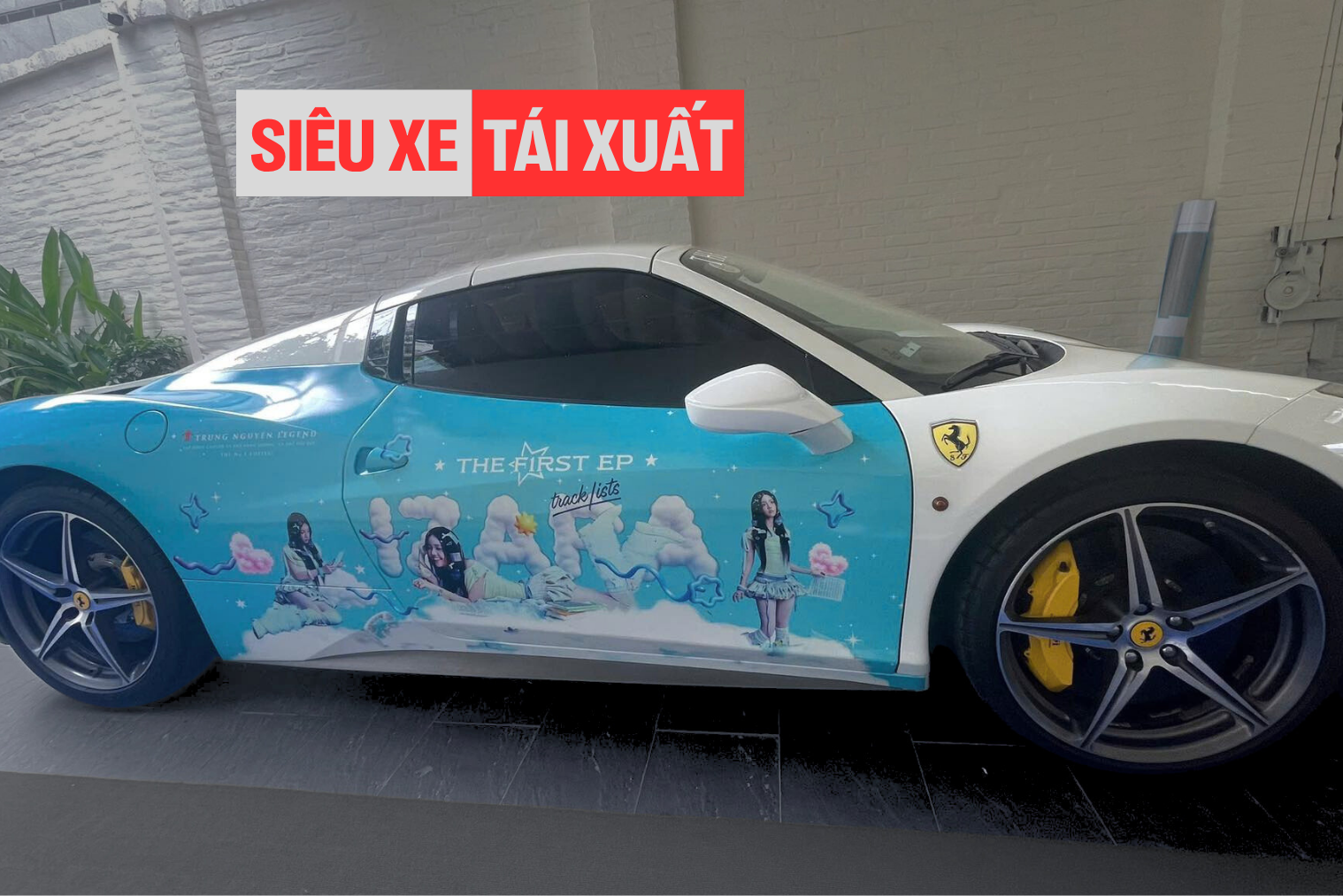 Cặp đôi Ferrari của ông Đặng Lê Nguyên Vũ xuất hiện với diện mạo lạ: Thay ký hiệu đặc trưng bằng hình ảnh nữ ca sĩ 17 tuổi đang ‘hot’
