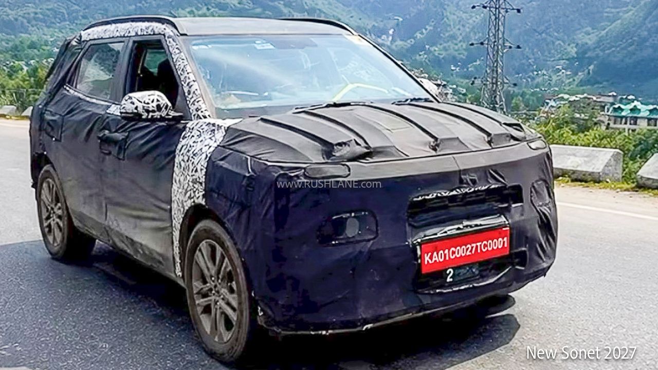 new kia sonet 2027 spied in manali front 1
