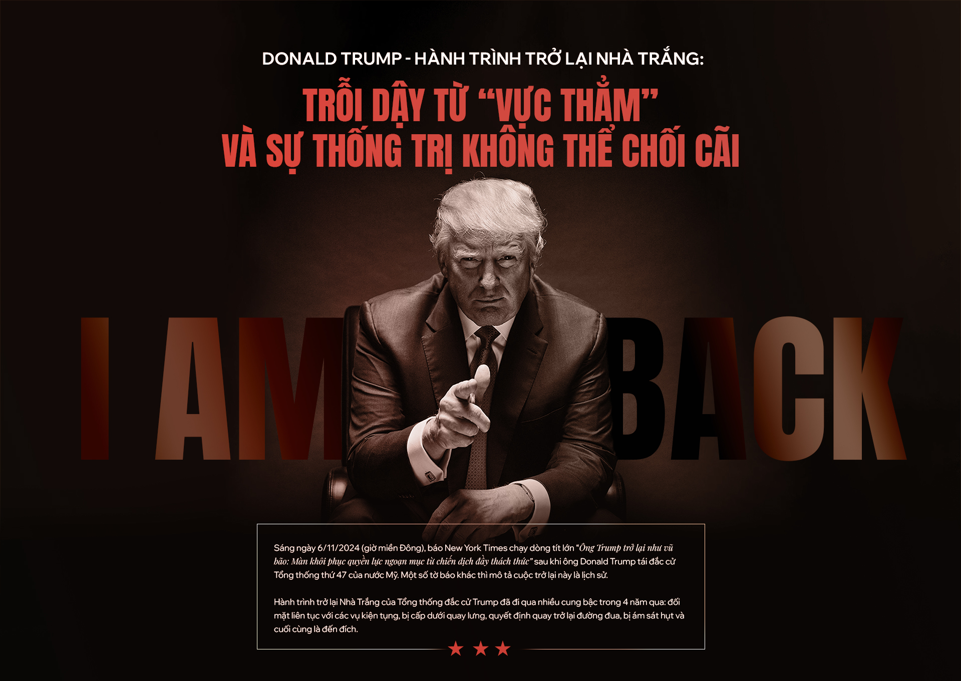 Donald Trump - Hành trình trở lại Nhà Trắng: Trỗi dậy từ “vực thẳm” và sự thống trị không thể chối cãi