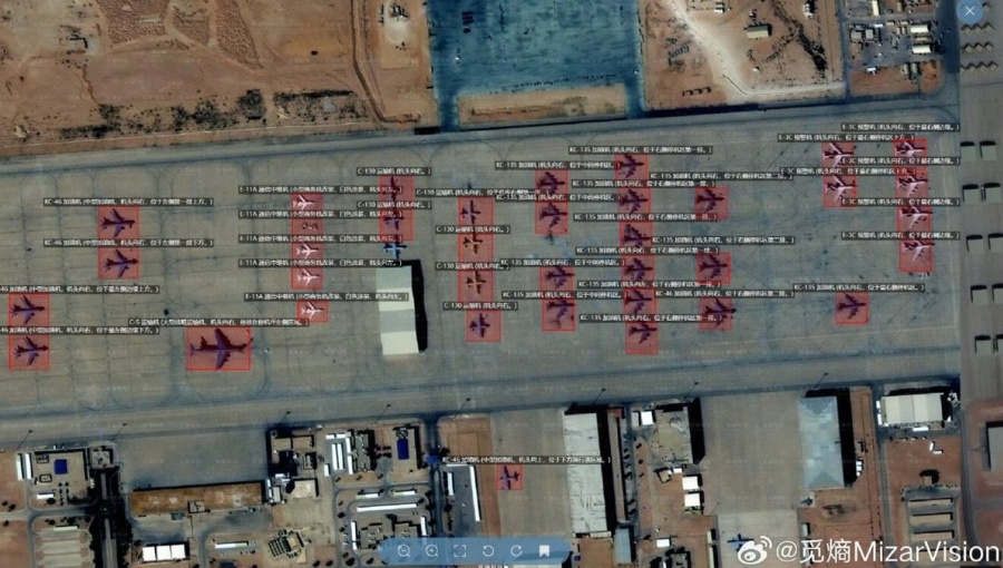 0326iranchinawarmilitary satelliteimageofusplanesontunwayatprincesultanairbasesaudiarabiamilitarycropped