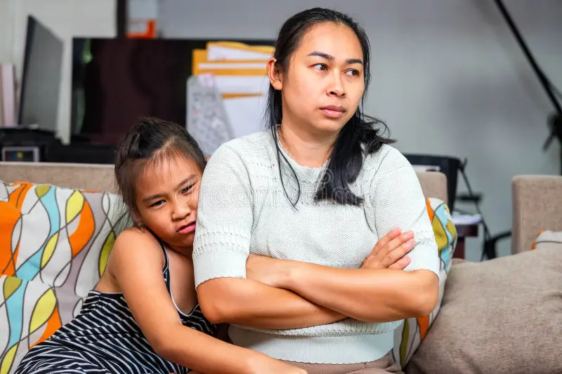 asian mother daughter having disagreement home image shows family conflict parenting tension emotional expression 408690202