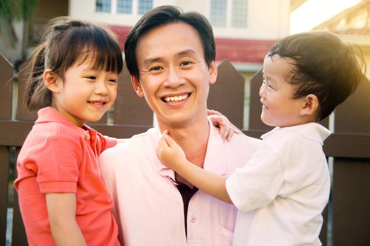 50721693 asian father and kids