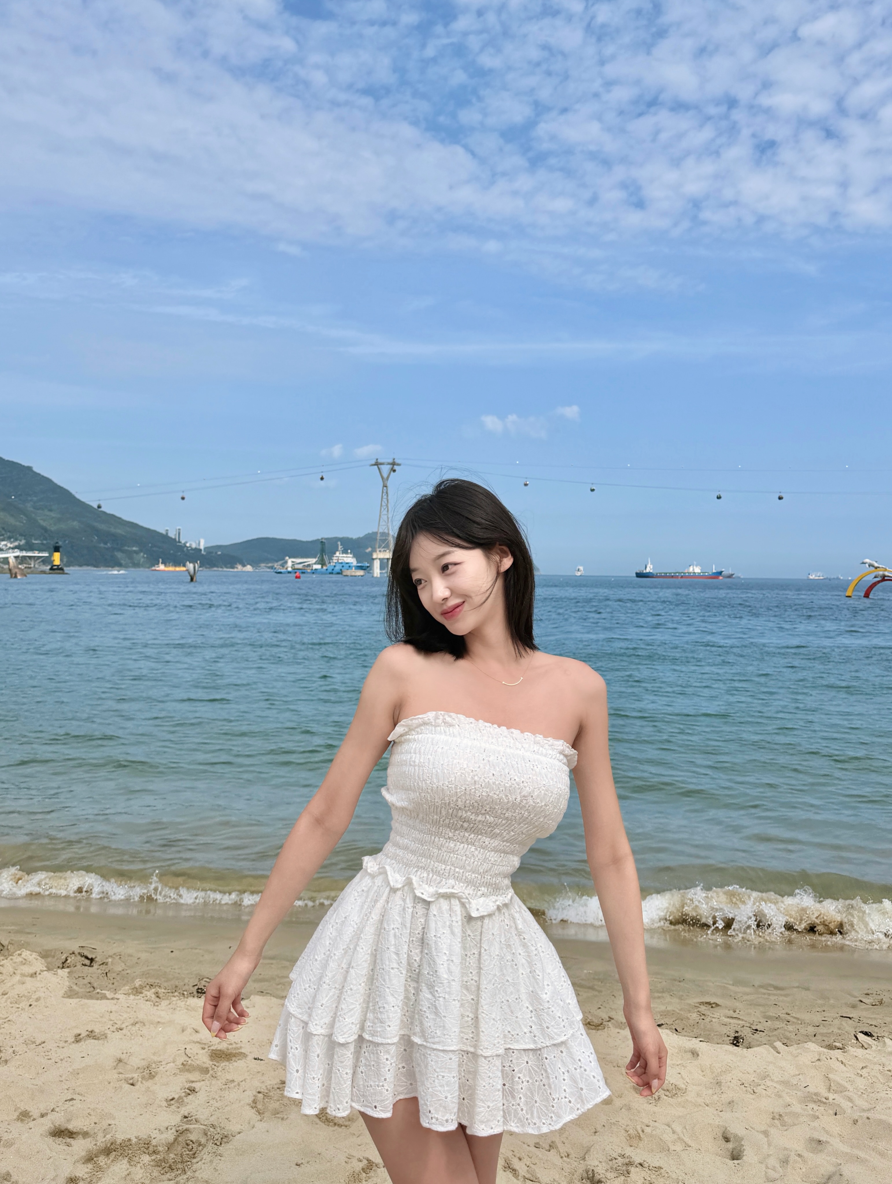 photo by on june 30 2026 may be an image of sundress dress beach and text