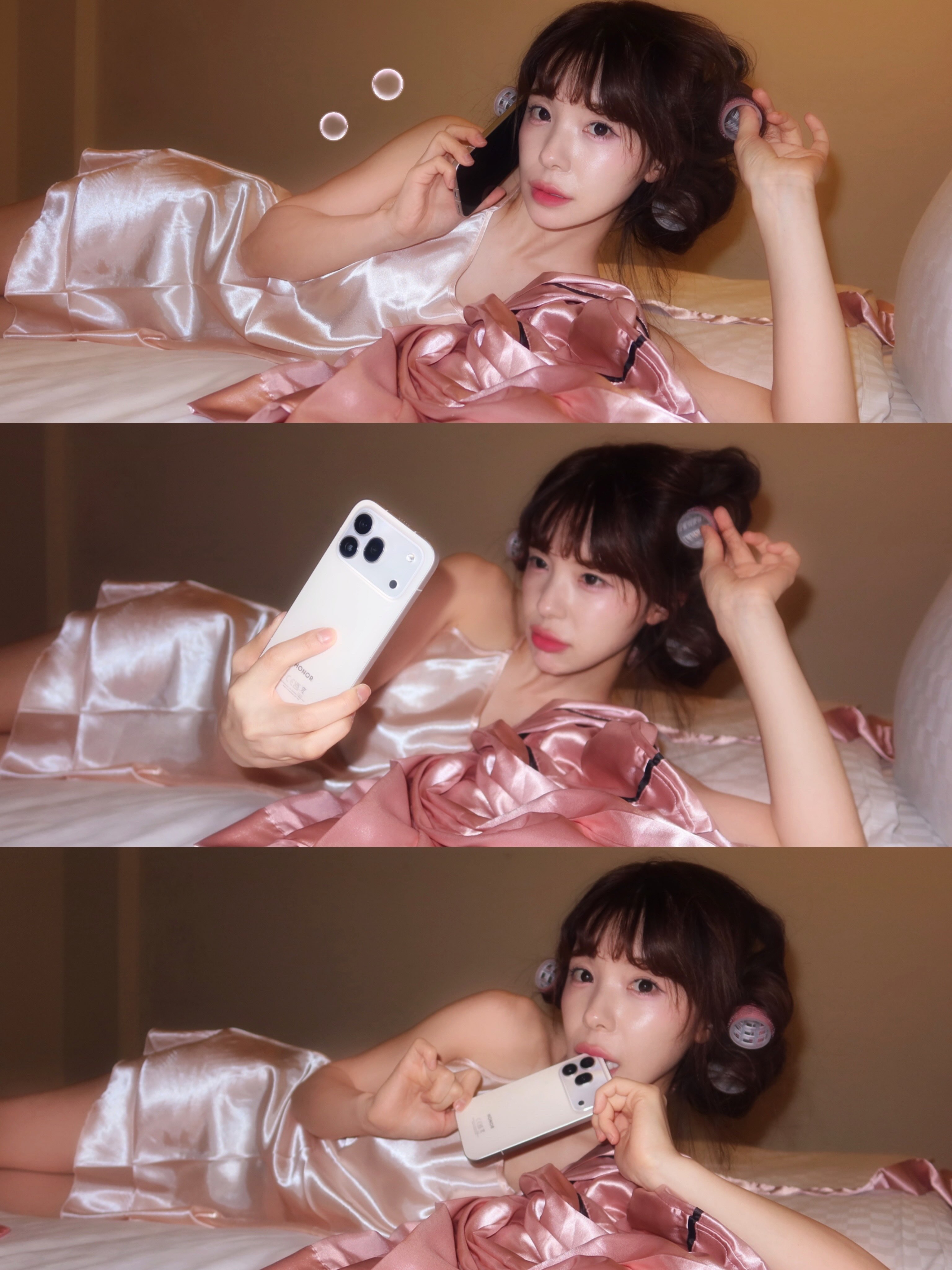 photo by on july 20 2026 may be an image of one or more people hair sleepwear phone robe dressing gown and text