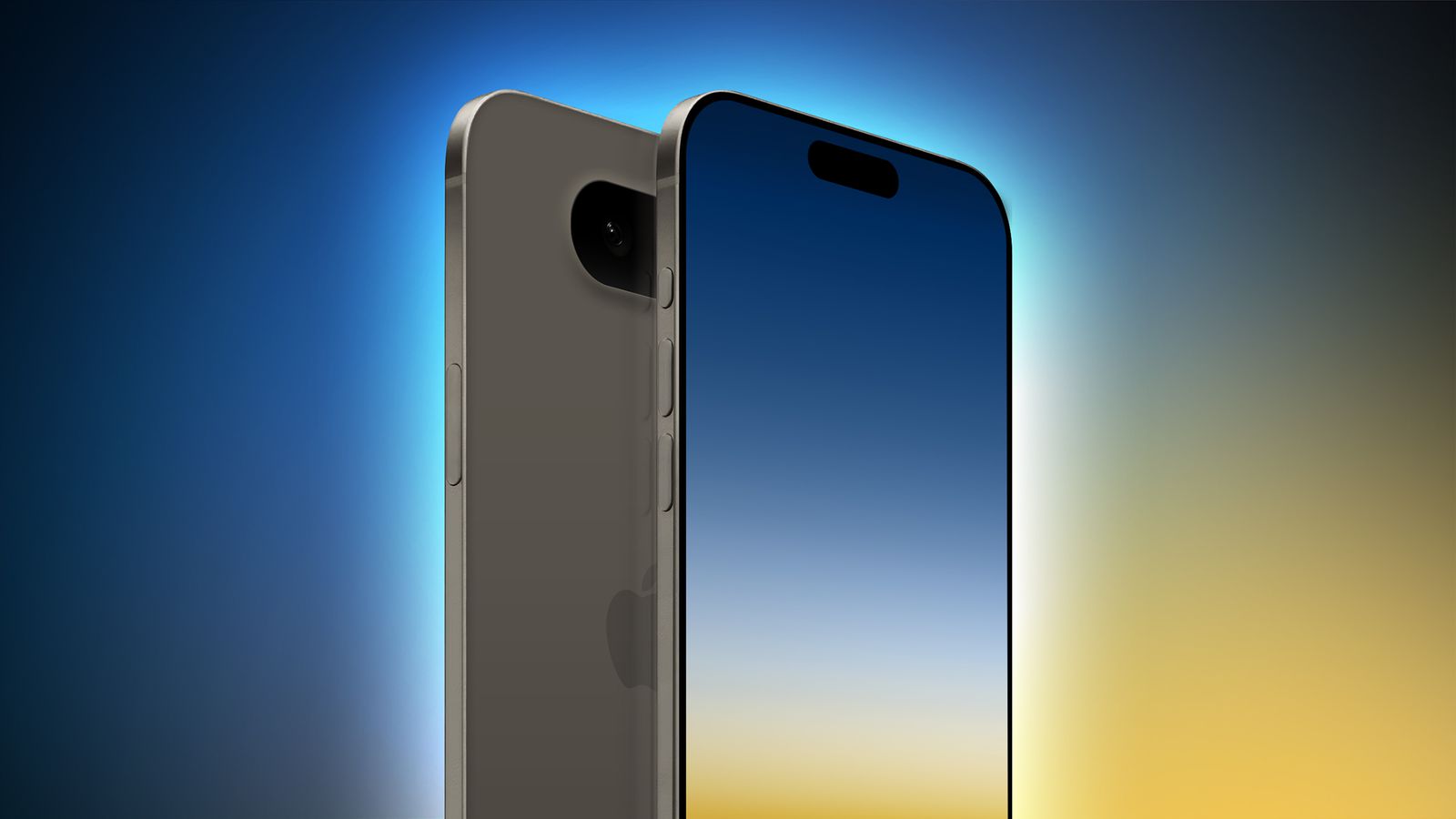 generic iphone 17 feature with full width dynamic island single camera