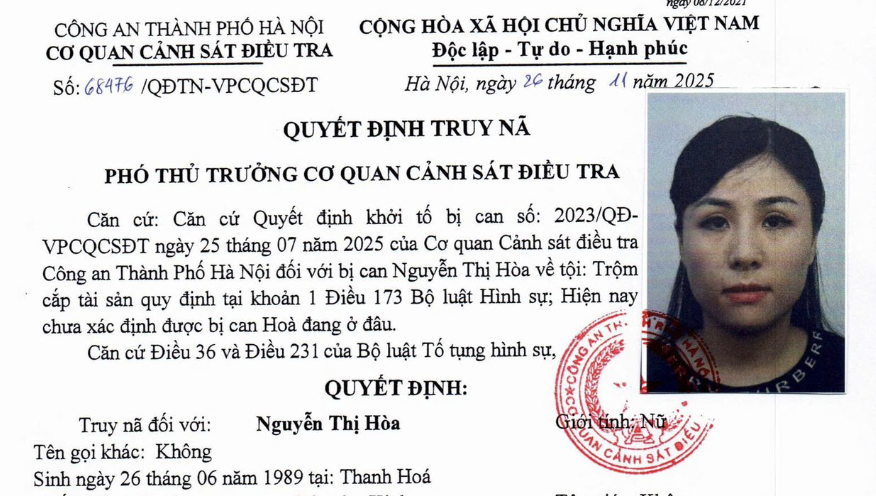 Ai nhìn thấy Nguyễn Thị Hoà, liên hệ ngay công an SĐT 0966111395