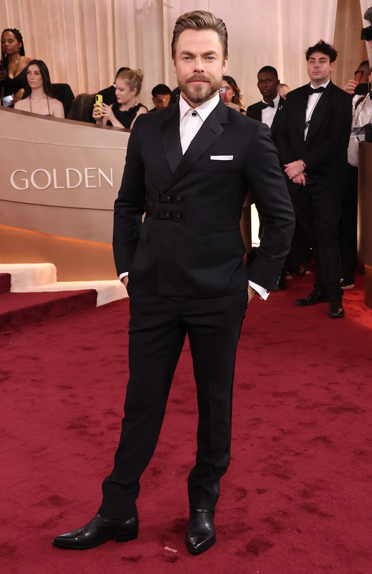 derek hough arrivals golden glob sh