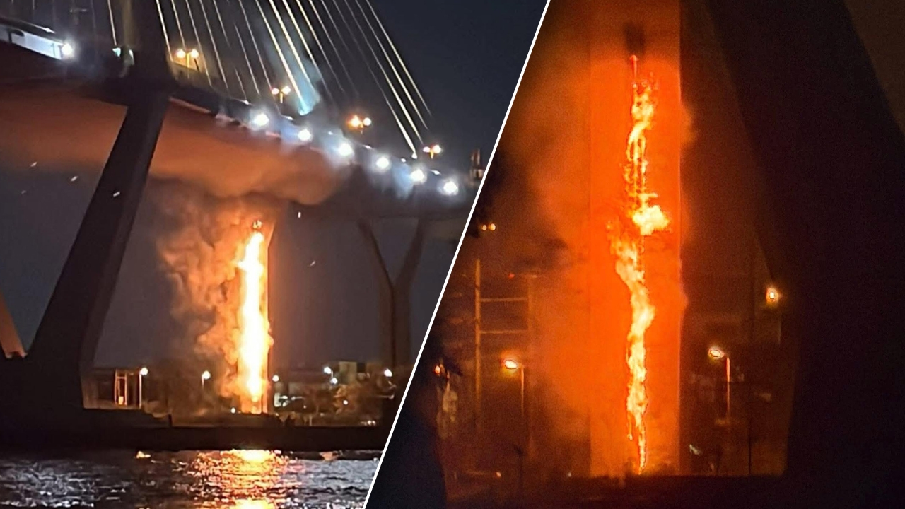 Bàng hoàng cảnh tượng trụ cầu cháy như đuốc giữa Bangkok, Thái Lan