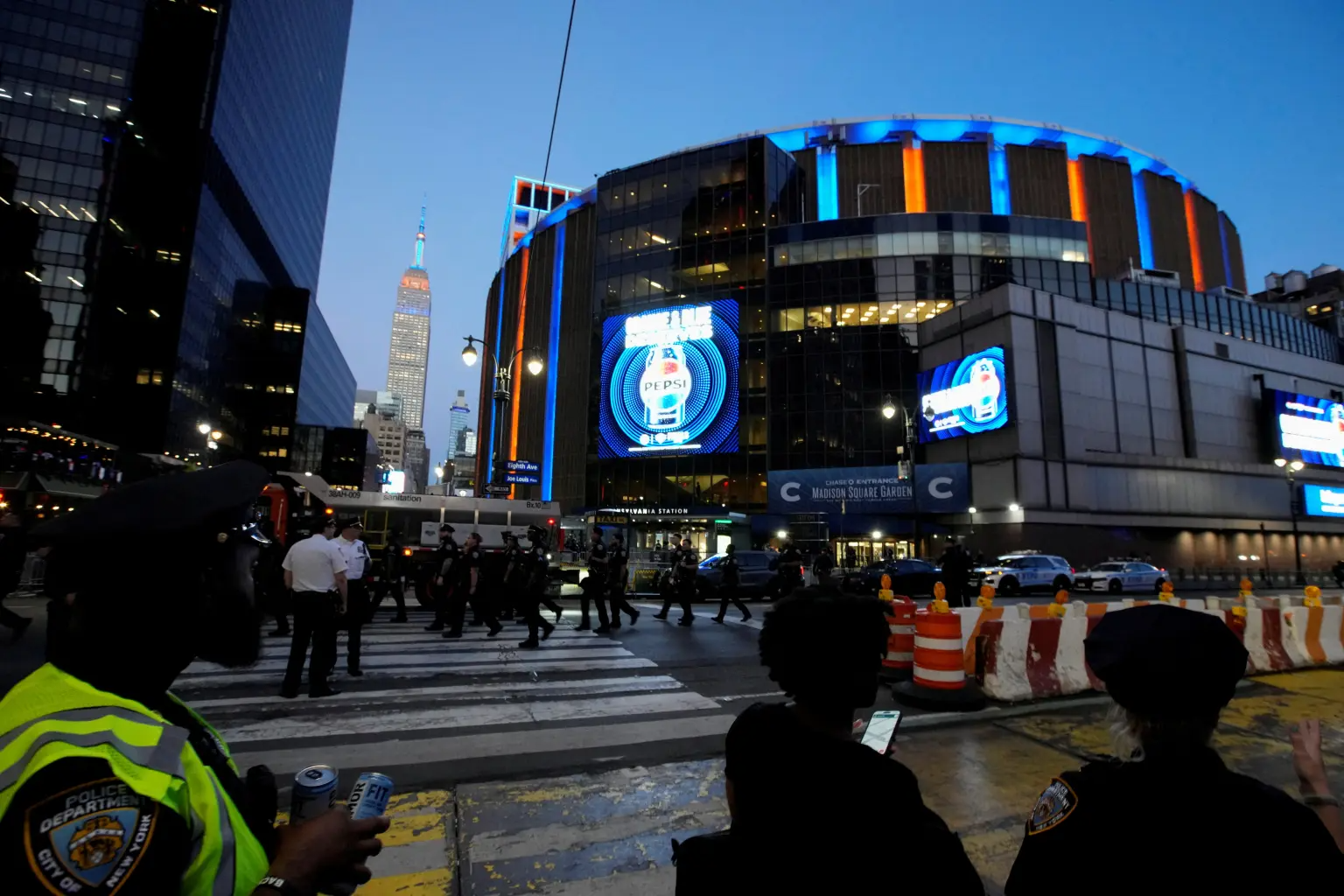 police officers patrol area empire 132093211
