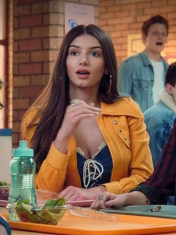 mimi keene sex education so2 yellow leather jacket