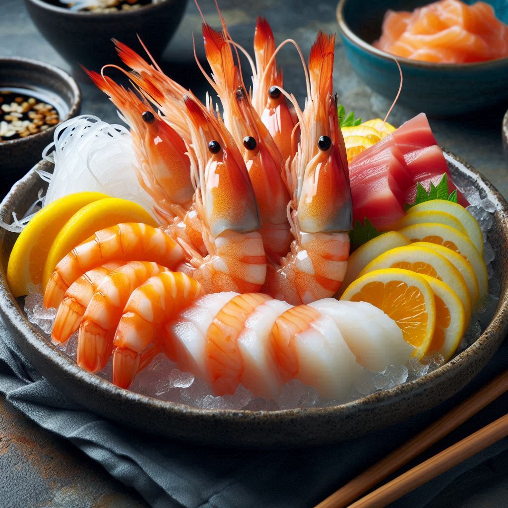 delicious shrimp meat sliced sashimi style
