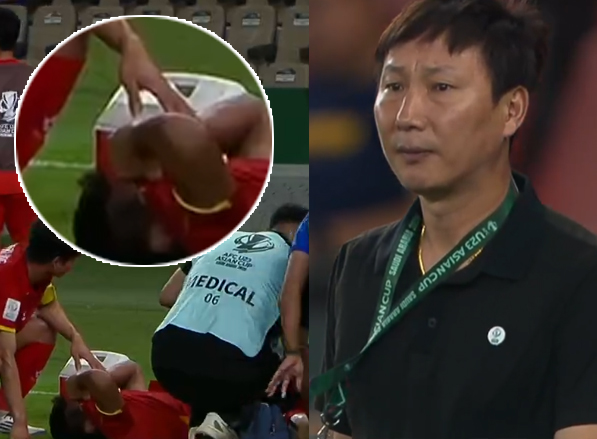 Trung vệ U23 Việt Nam nhập viện gấp vì bị cầu thủ Trung Quốc đè lên, HLV Kim Sang-sik lo ra mặt