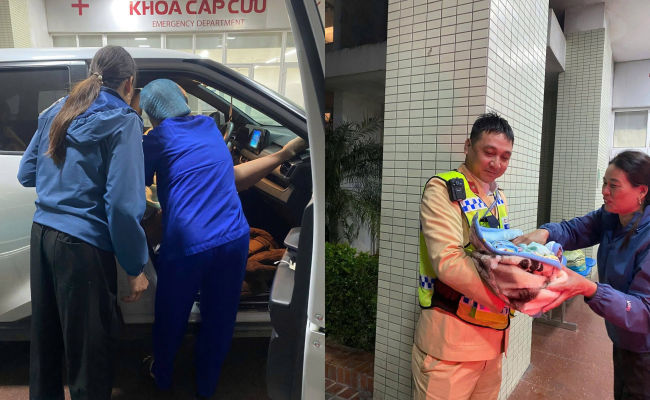 Chồng đỡ đẻ thành công cho vợ trên ô tô với sự hỗ trợ của cán bộ CSGT