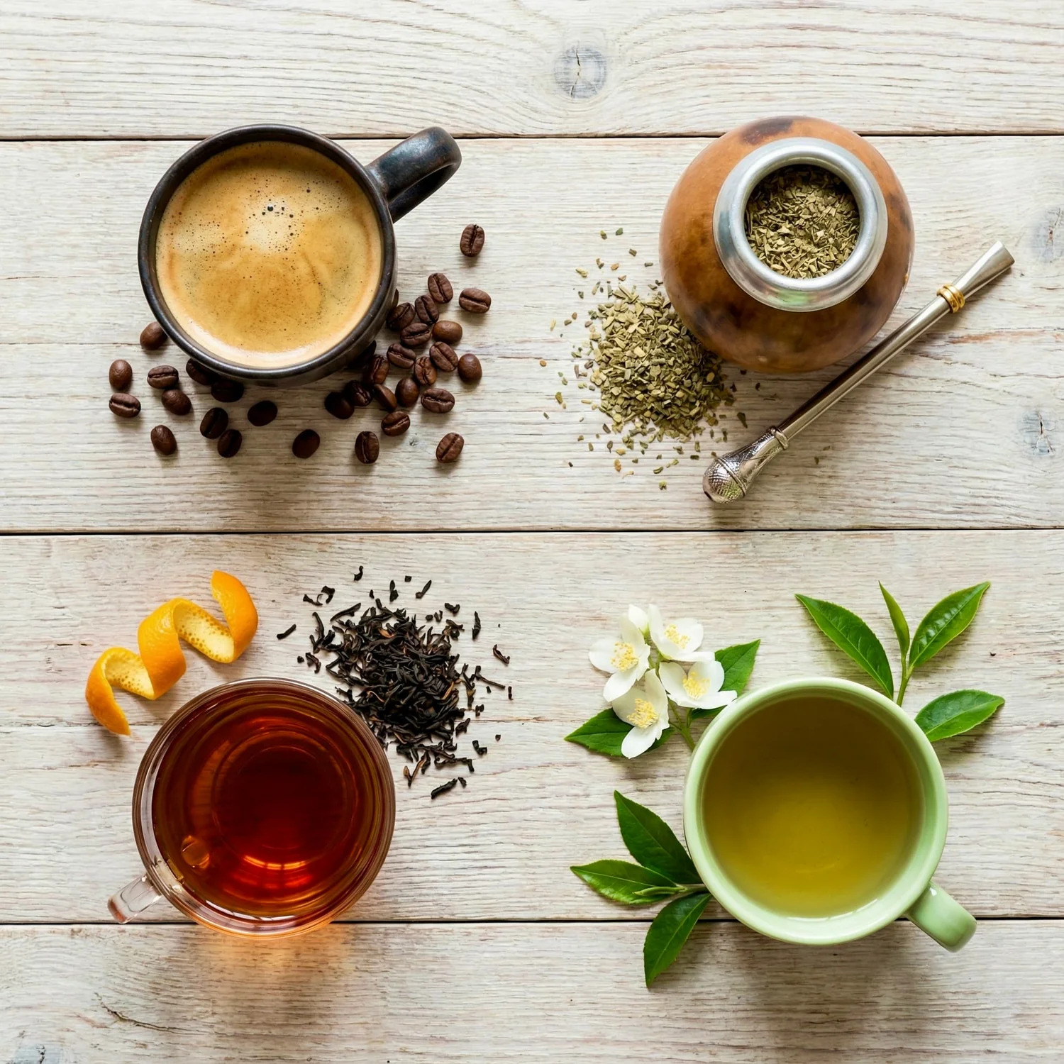 caffeine levels coffee vs tea yerba mate