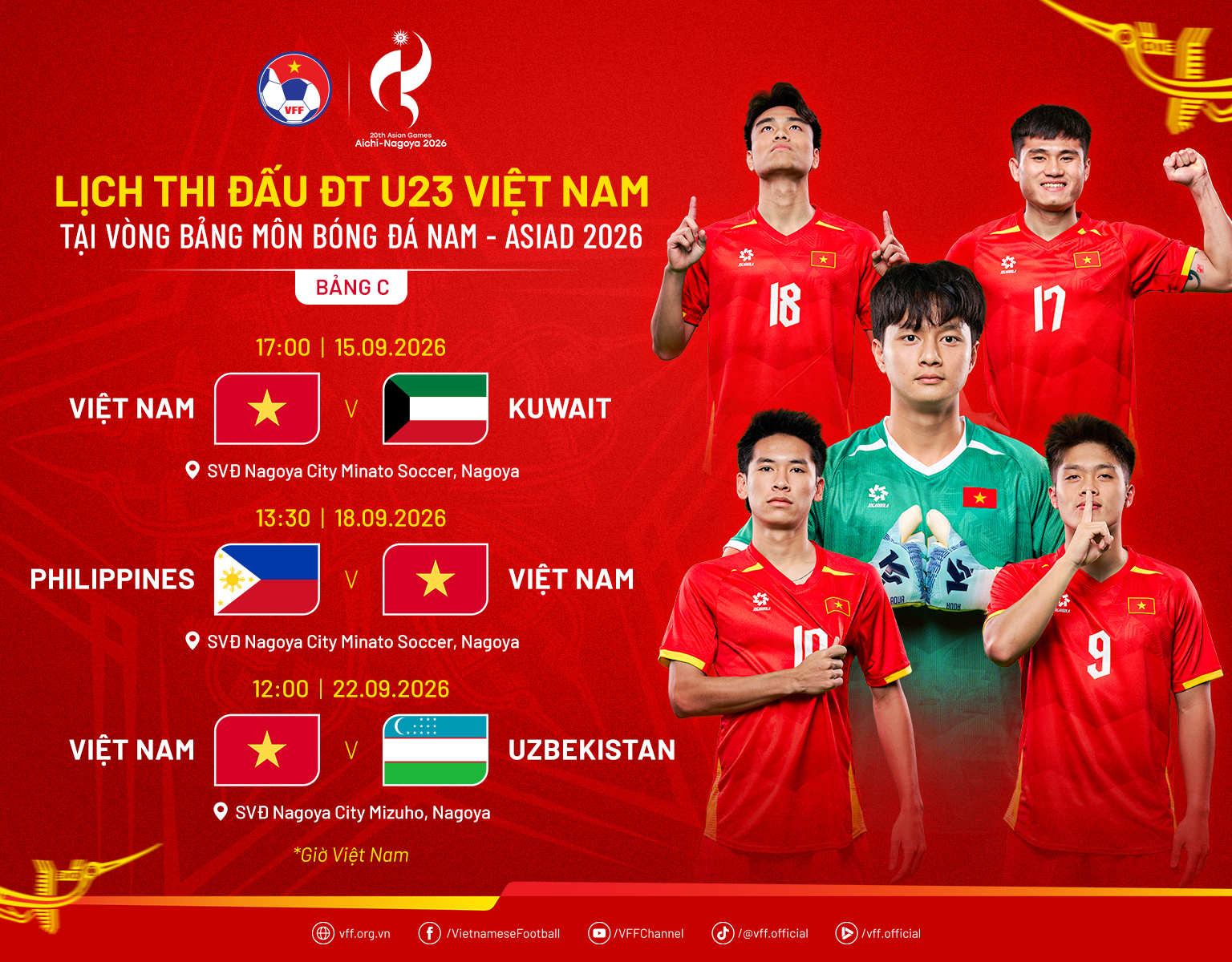 lich thi dau u23 viet nam asiad 2026