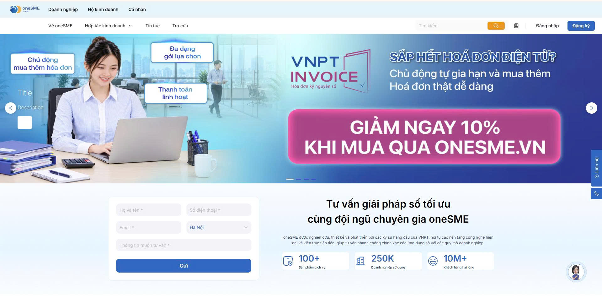 su dung tinh nang doanh nghiep truy cap onesmevn dang nhap tai khoan va tim den dich vu hoa don dien tu vnpt invoice