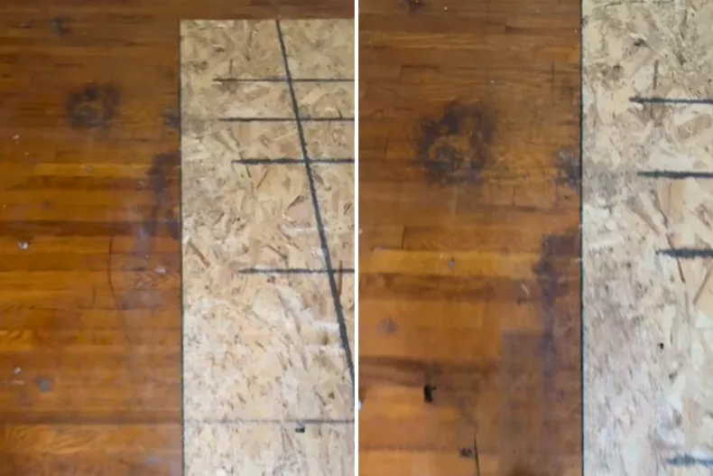 hand print wooden floor