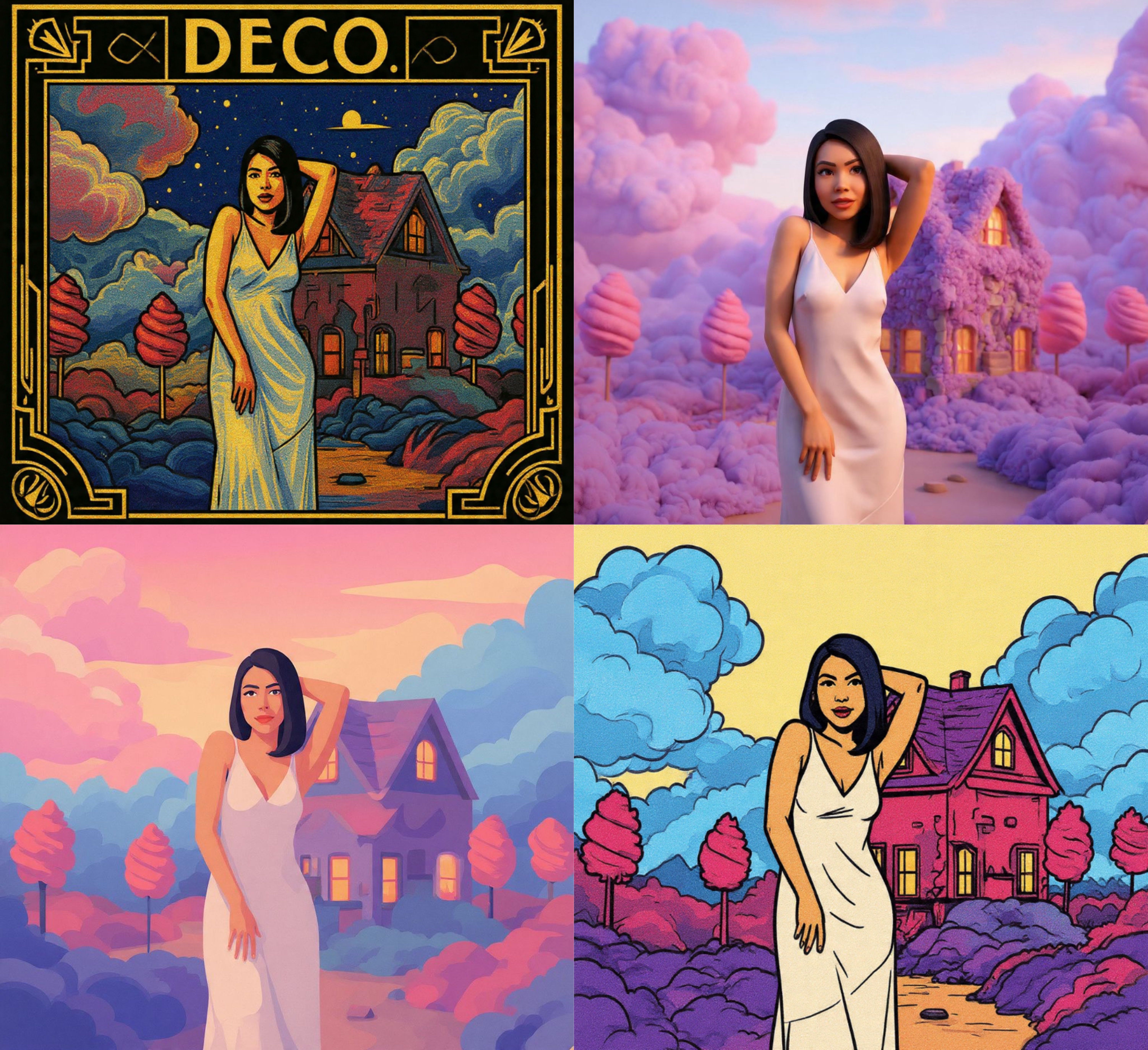 4 bien hoa hinh anh theo nhieu phong cach khac nhau cung tinh nang restyle tren ung dung meta ai