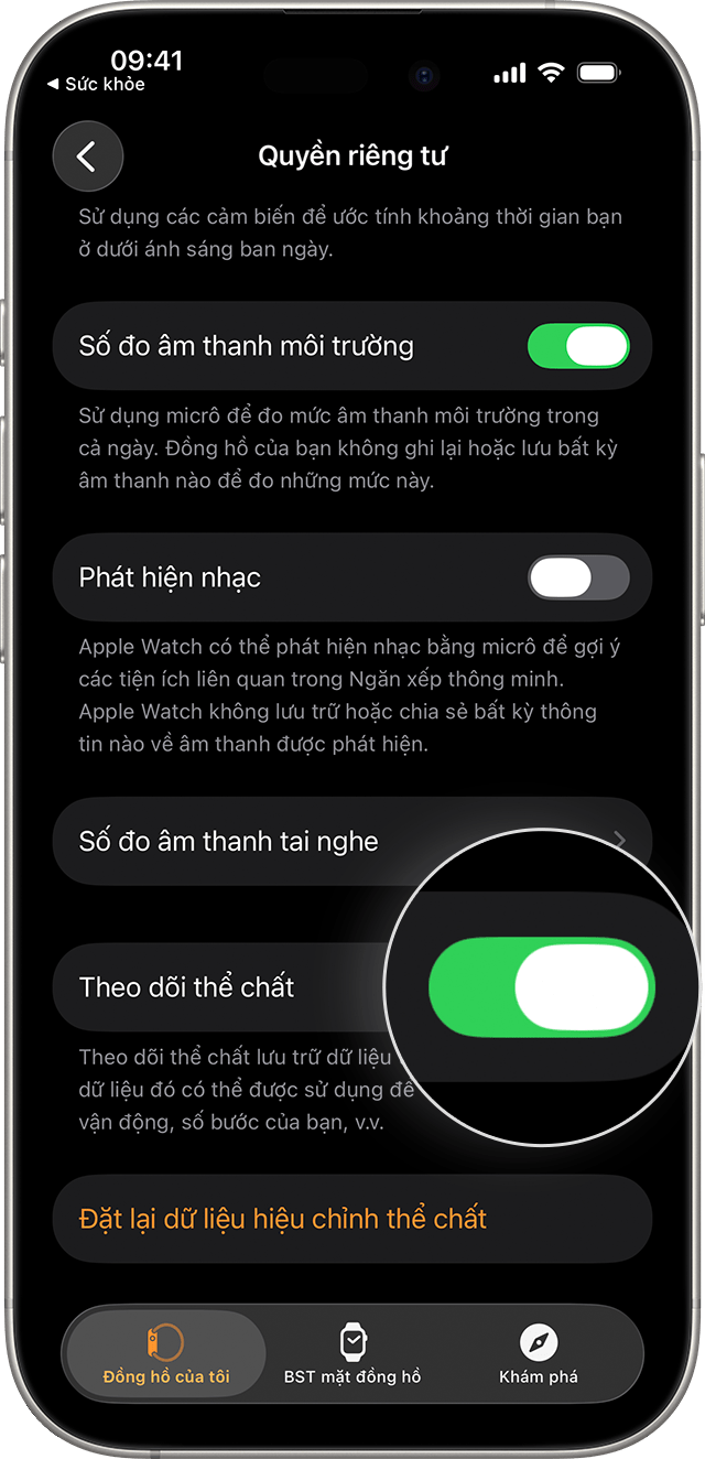ios 26 iphone 16 pro health profile device apple watch privacy settings fitness tracking on callout