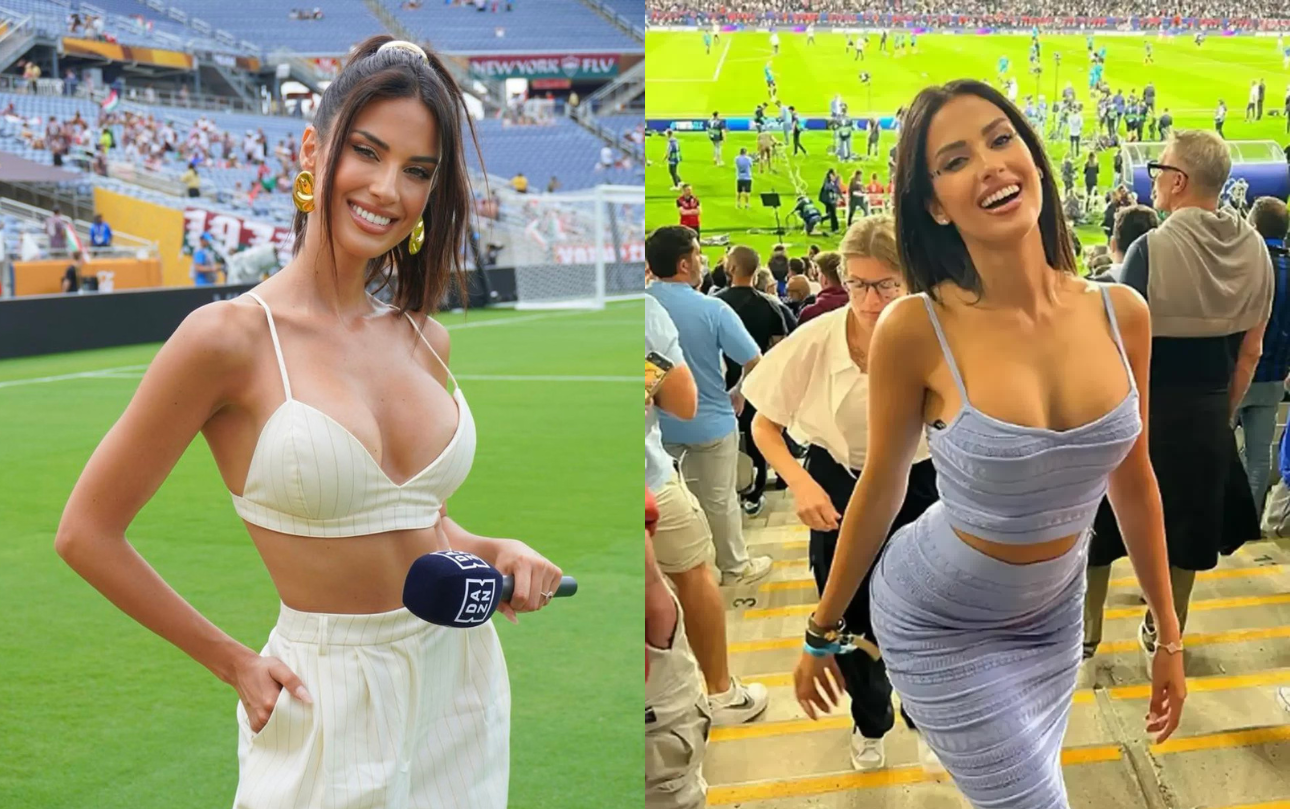 Nữ MC nóng bỏng hot nhất World Cup, diện váy cắt xẻ táo bạo gây tranh cãi 