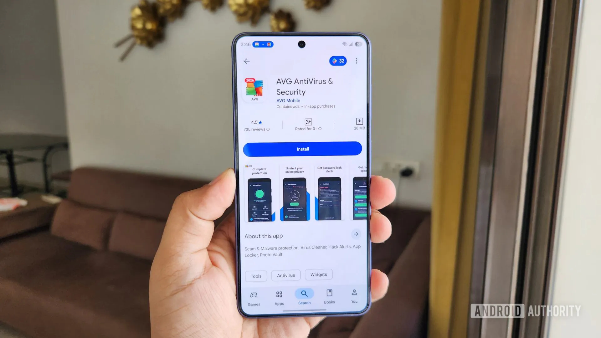 android phone showing avg antivirus app on play store 1920w 1080hjpg