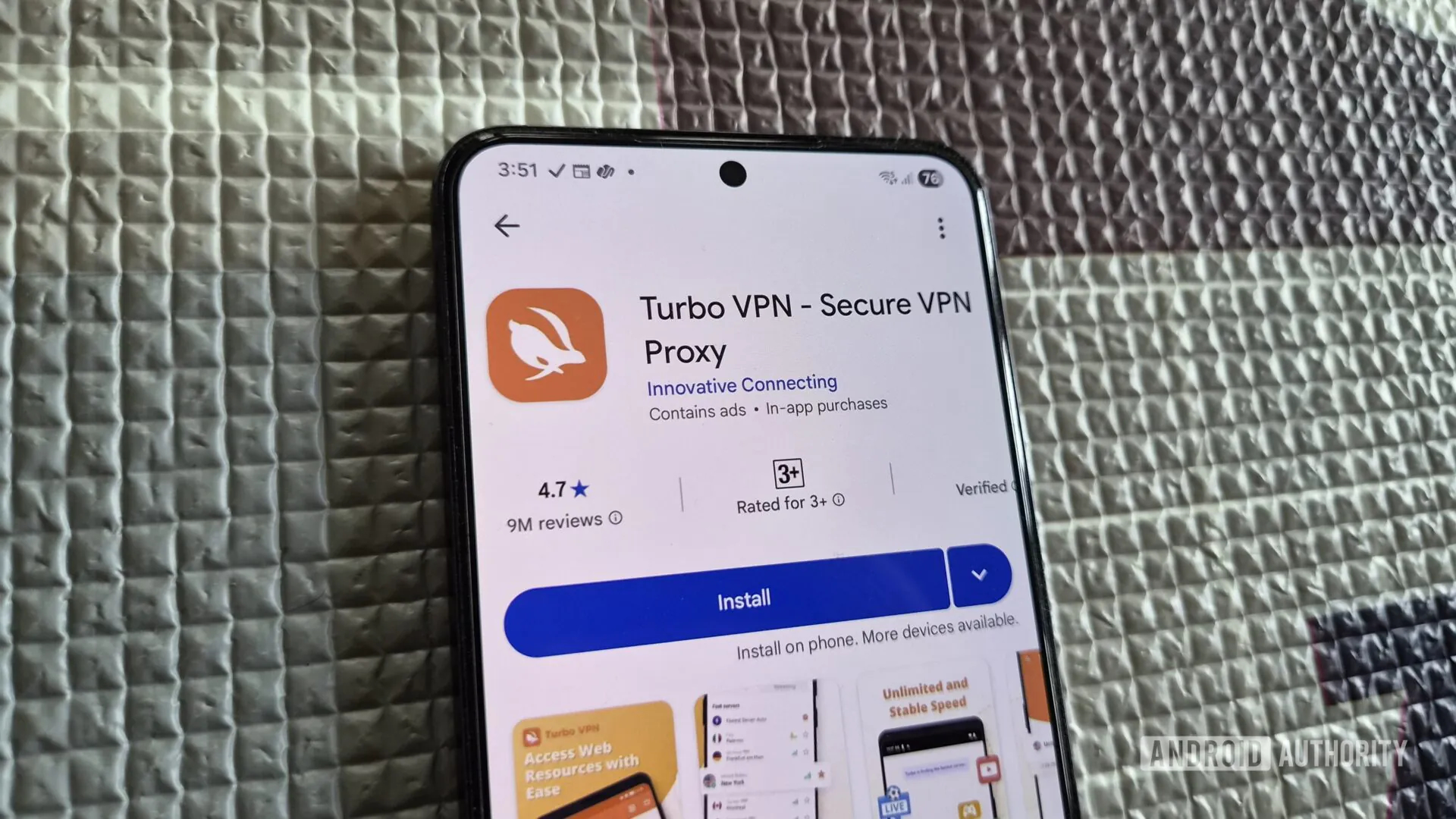 android phone showing turbo vpn app on play store 1920w 1080hjpg