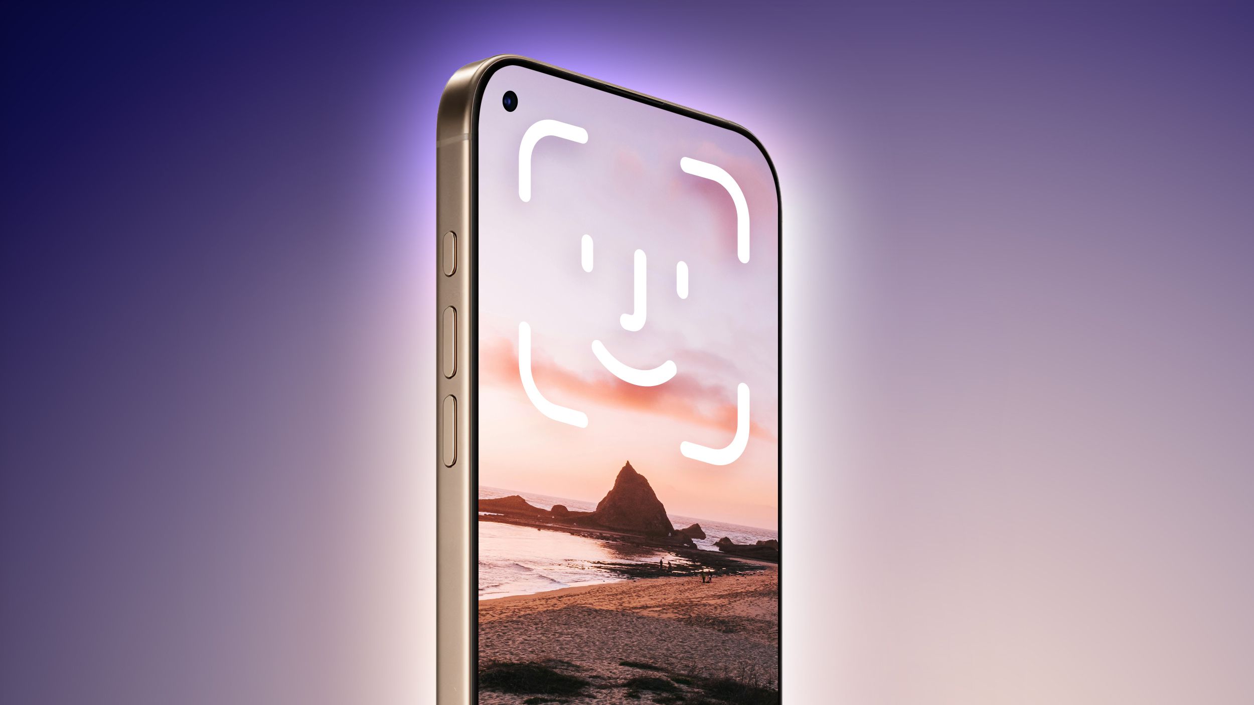 iphone top left hole punch face id feature purple