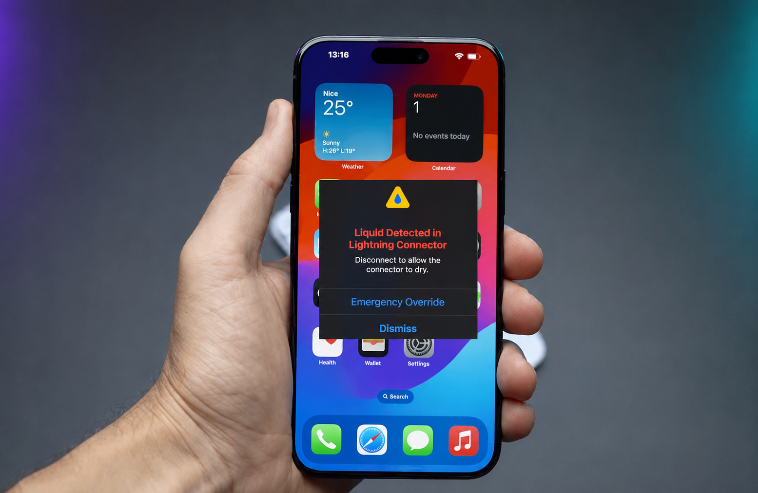 iphone showing override alert copy