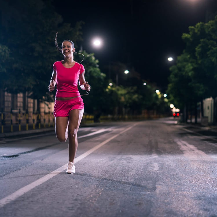 girl running at night